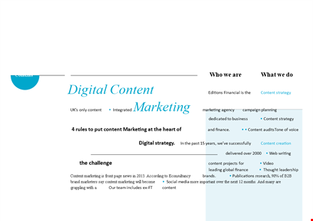 digital content marketing strategy: a comprehensive guide to effective marketing content template