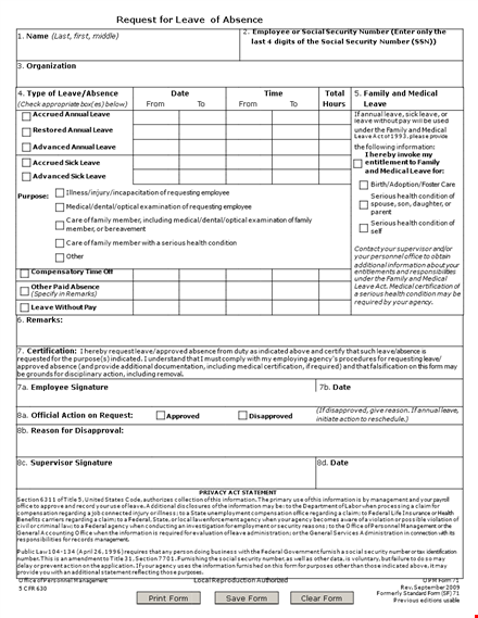 leave of absence template | essential medical & family leave information template