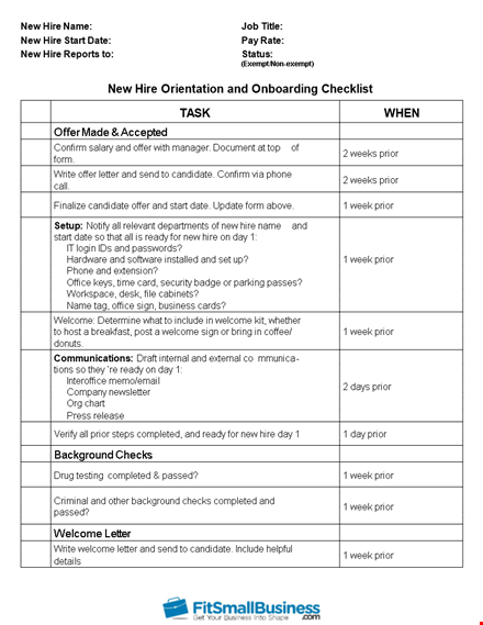 complete your new employee onboarding with our effective checklist template