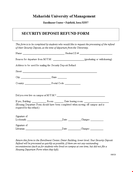 security deposit return letter - easy and efficient refund process | departure security deposit template