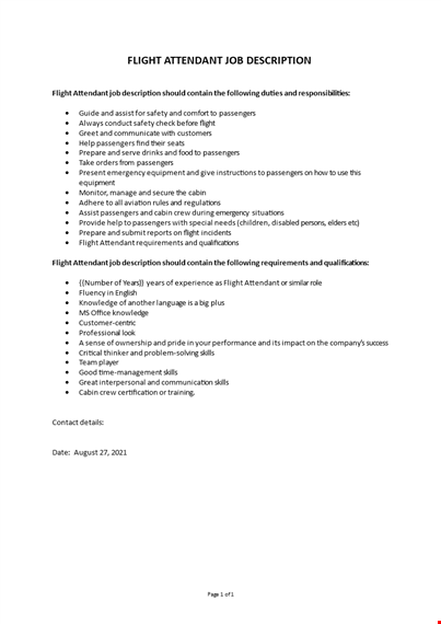 flight attendant job description template