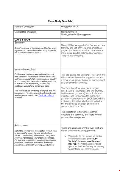 efficiently highlight women in the workplace with our case study template | wragge template