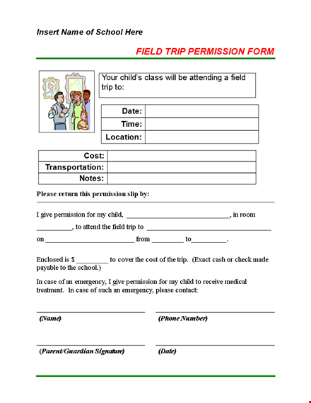 get field trip permission with our customizable permission slip for child's permission template