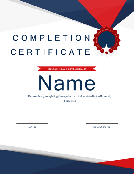 certificate of completion template template