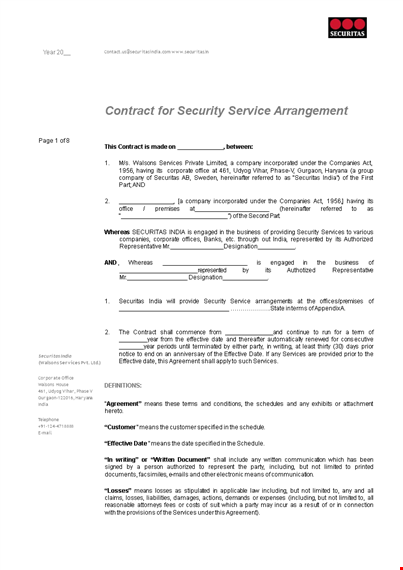 security services contract agreement template