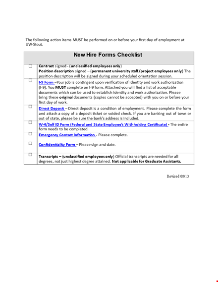 new hire checklist - ensure your employees are ready to work | please sign template