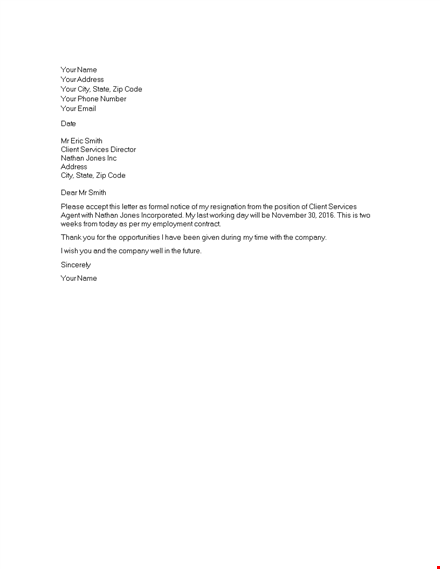 short resignation letter in doc template