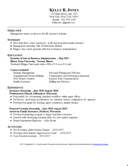 sample resume for fresh graduate business administration template