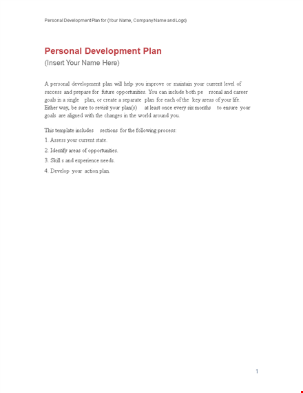 personal business development plan template template