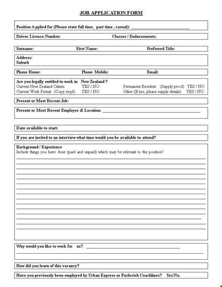 free blank job application template