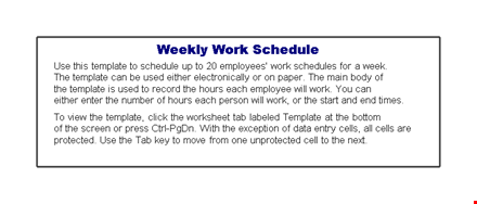 weekly work schedule template excel template