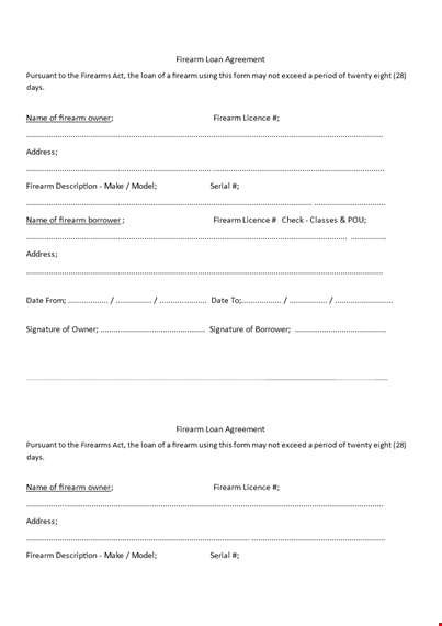 loan agreement template for firearms: owner's licence template
