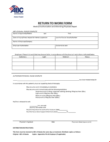 return to work form for employers - efficient & effective solution for managing lifting template