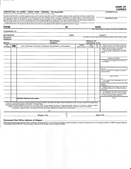 overland bill of lading template - create and customize overland bills of lading template