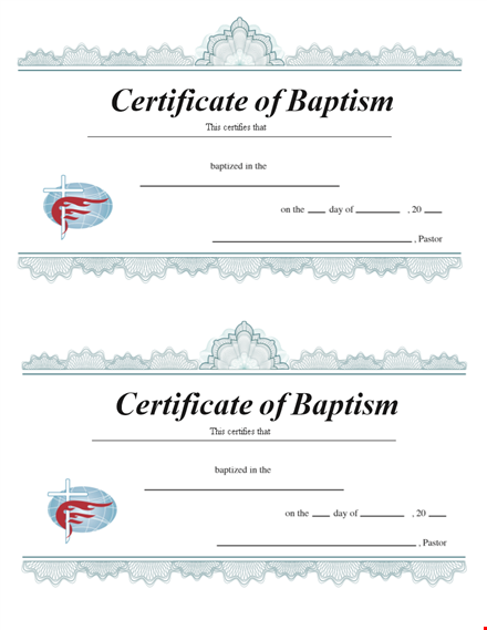 printable baptism certificate - certifies baptism with a certificate template
