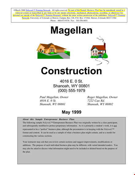 magellan construction business plan