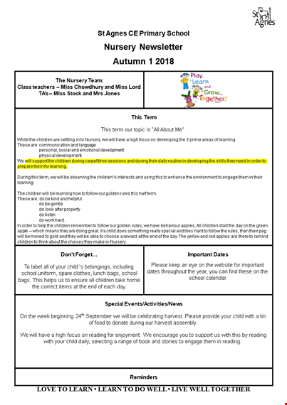 preschool newsletter template - engage parents & educate children | school, child, children, nursery template