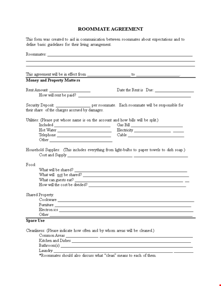 roommate agreement template | permitted guests and roommate rules template