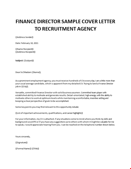 finance director cover letter template