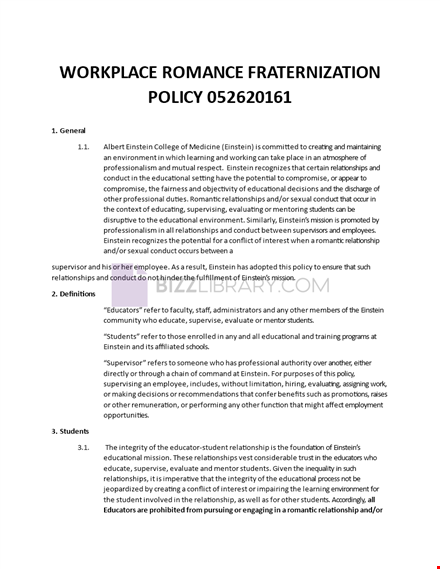 workplace romance fraternization policy template template