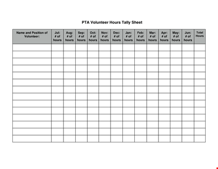 volunteer tally sheet template template