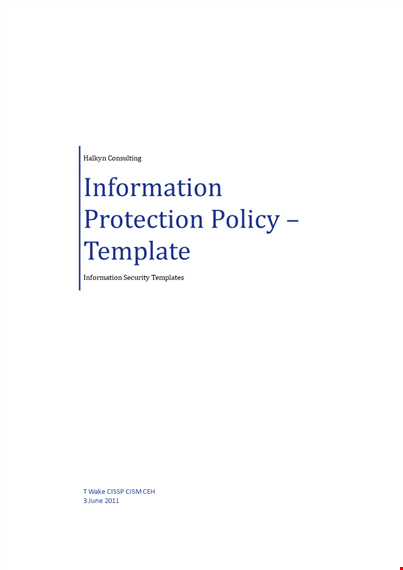 security policy - protecting information and assets for your organisation template