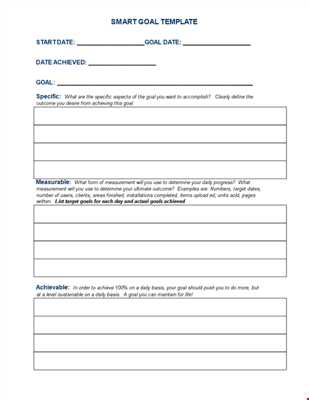 smart goals template - achieve daily success template