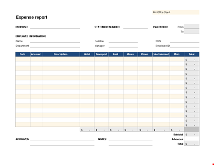 free expense report template for employee & office | excel & word template