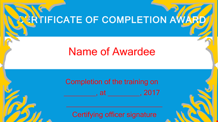 customizable certificate of completion template for awards template