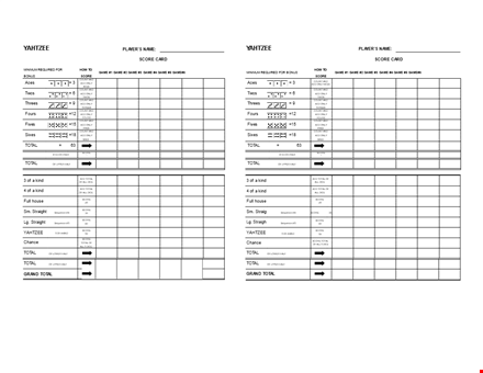 yahtzee score sheets template template