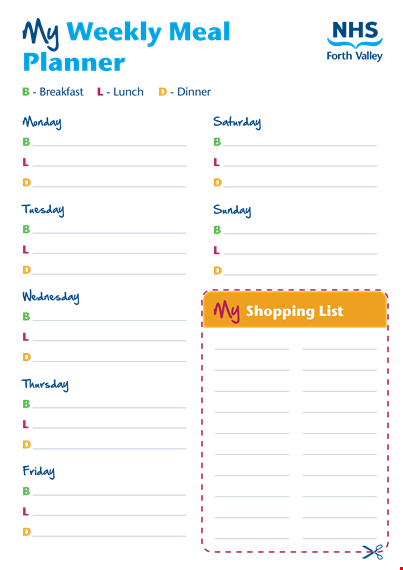 weekly meal planner template - plan your personal meals efficiently template