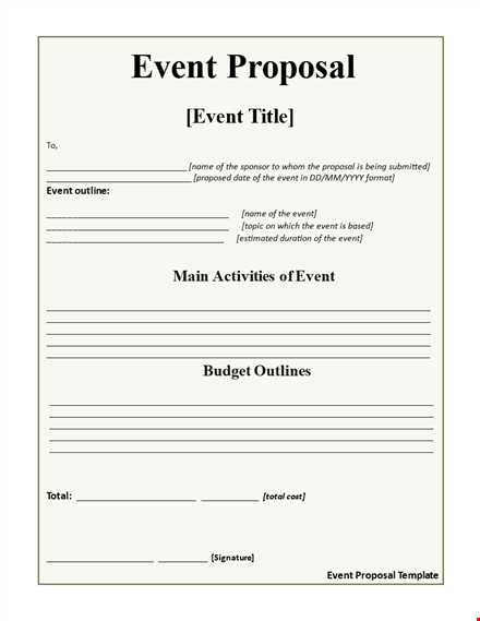 customizable event proposal template - plan memorable events template