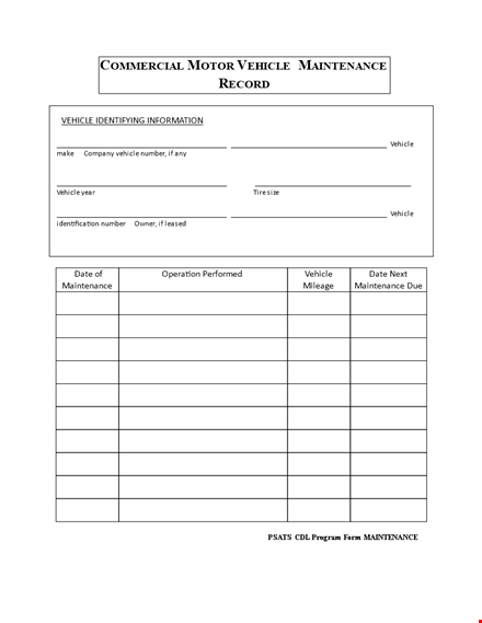 vehicle maintenance log template - keep track of vehicle maintenance with ease template