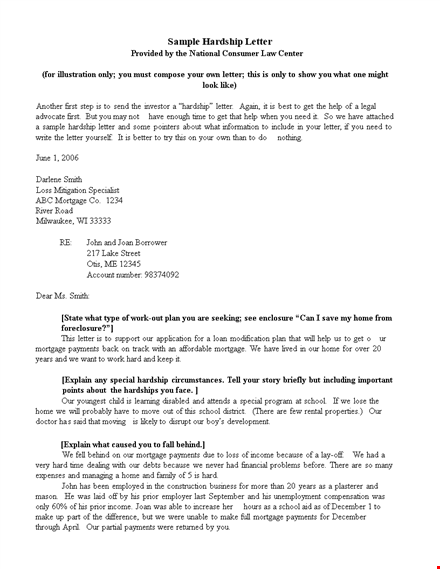 mortgage hardship letter template template