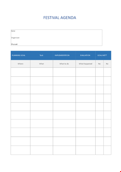 organize your festival with this agenda template template