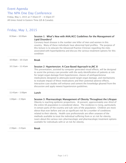 one day conference agenda template template