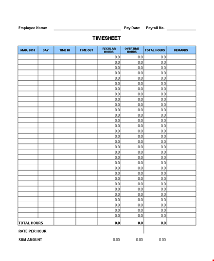 employee timesheet template - easily track total hours template