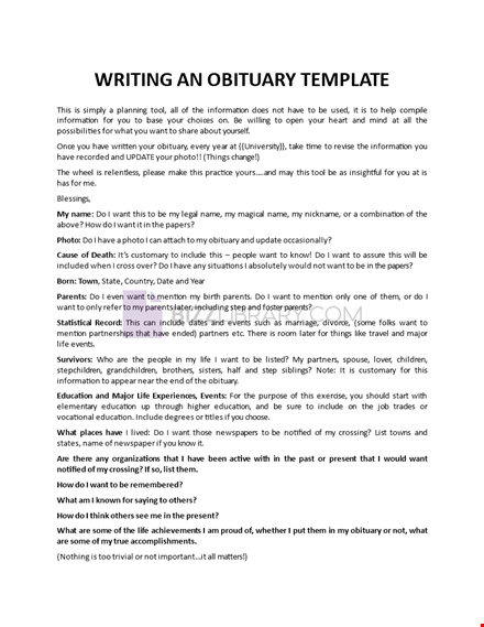 obituary template