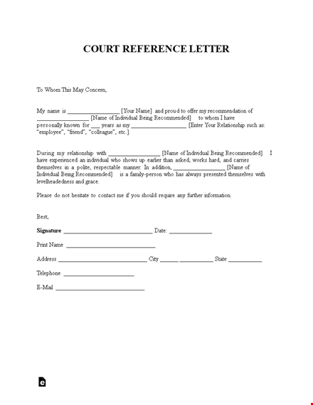 character witness letter - recommended individual | relationship template