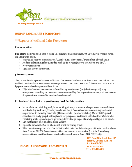 landscaping technician job description template