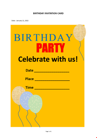 birthday party invitation card template template