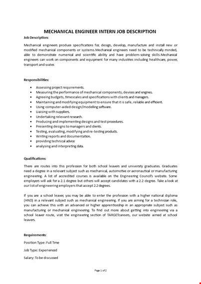 mechanical engineering job description  template