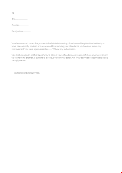 irregular attendance warning letter template template