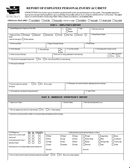 employee injury incident report template