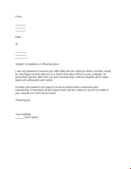 accepting job offer - formal job acceptance letter template
