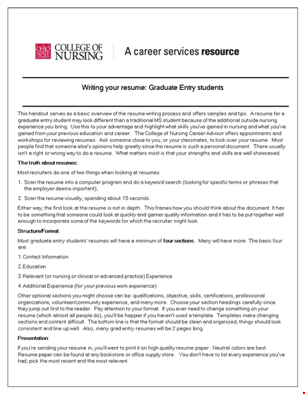 experienced graduate nurse practitioner resume | nursing content template