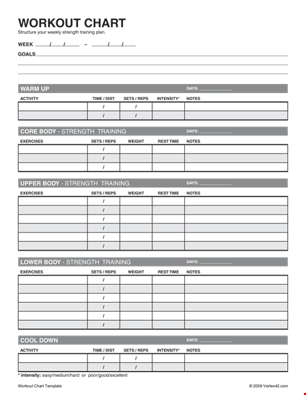 workout chart template