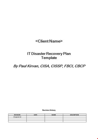 disaster recovery plan template - expert business details provided template