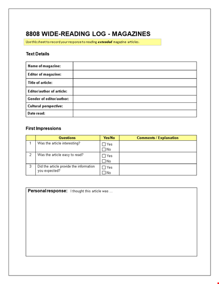 reading log template - create an engaging reading journal | editor, article, magazine template