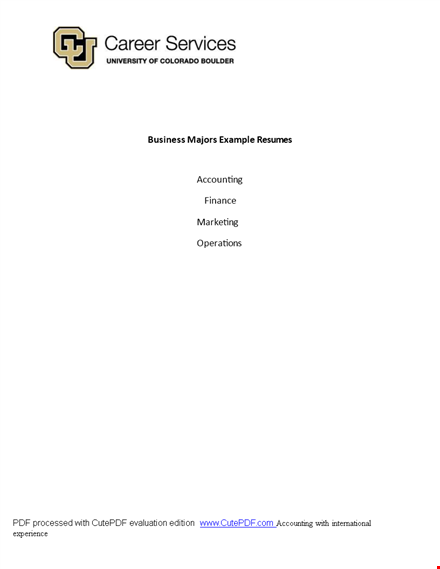 free business administration resume | marketing | gain business experience | boulder template